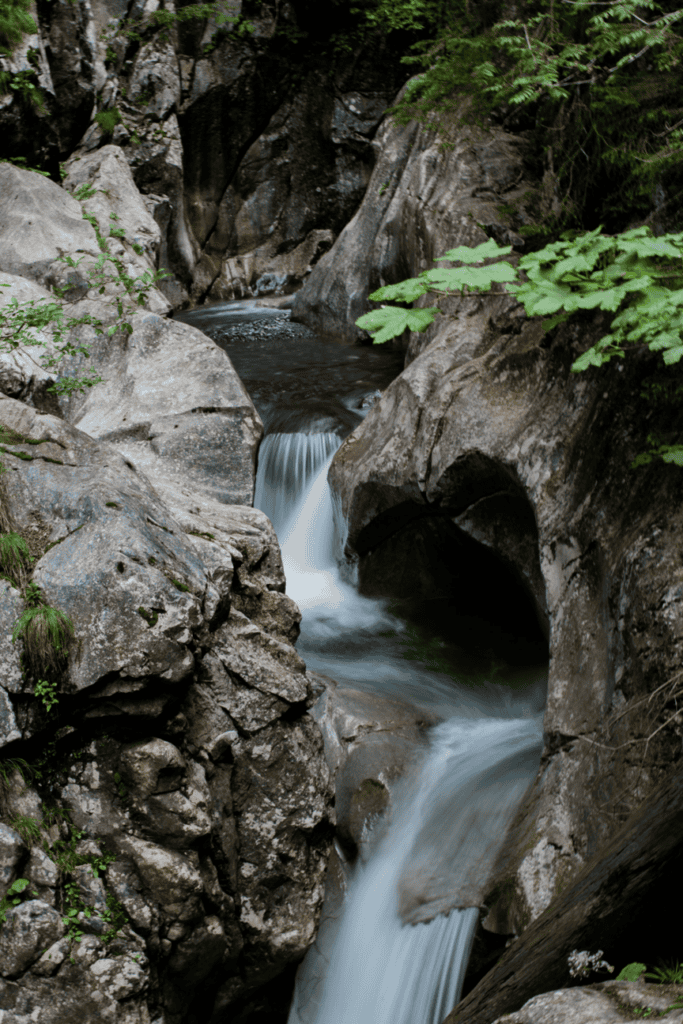 Pochtenfall waterfall in Aeschi at Lake Thun.