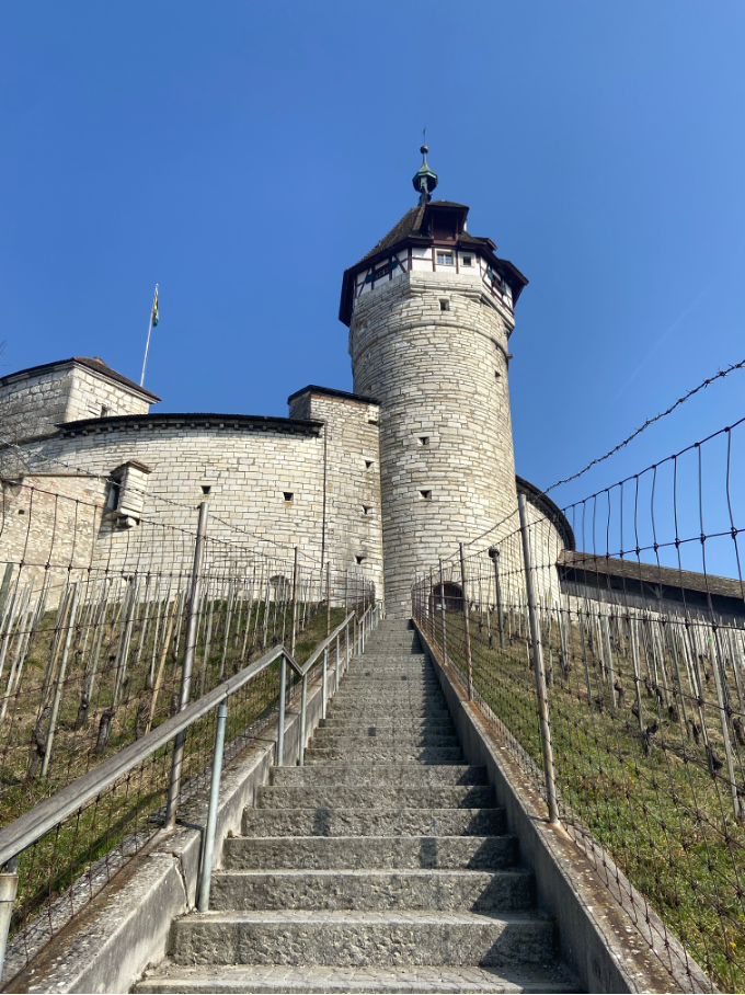 Stairs leading up to the 16th-century Munot Fortress, offering a historic climb with rewarding panoramic views.