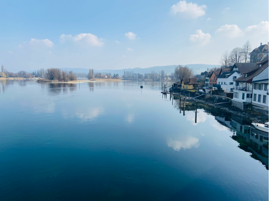 Scenic view of the Rhine River from a bridge in Stein am Rhein