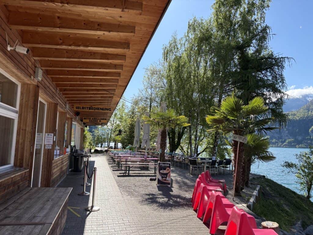 Lago Mio beach bistro on the shore of Lake Walensee