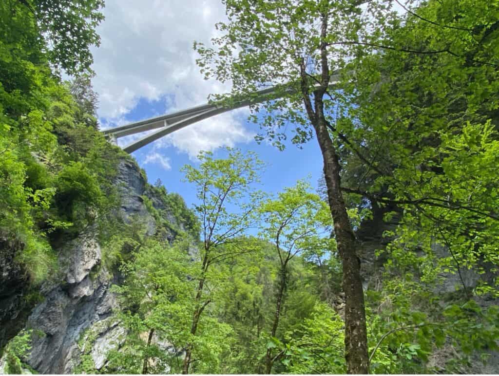 Tamina Bridge sitting ar 200 meters above the ground and spanning 260 meters - the largest arch bridge in Switzerland.