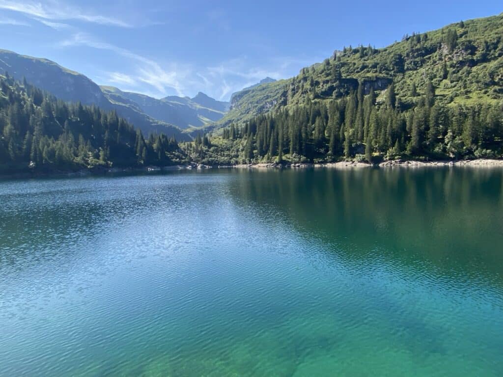 Garichti Lake (Mettmensee) in Switzerland, a beautiful mountain lake off the beaten path, perfect for a day trip from Zurich