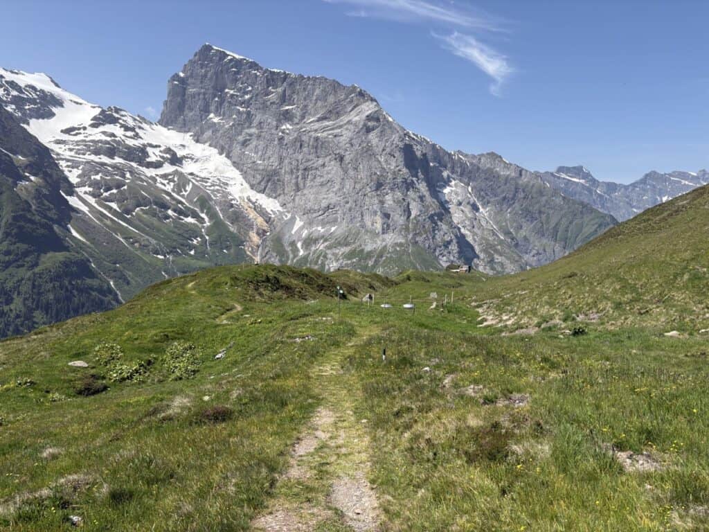 Walking along then Grotzli Trail on Fürenalp, one of the easy hikes in Switzerland