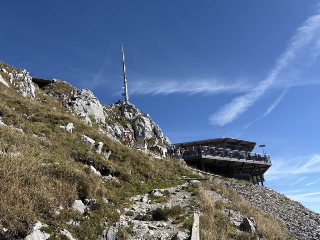 Panorama Restaurant Stockhorn with the Stockhorn summit rising behind it.