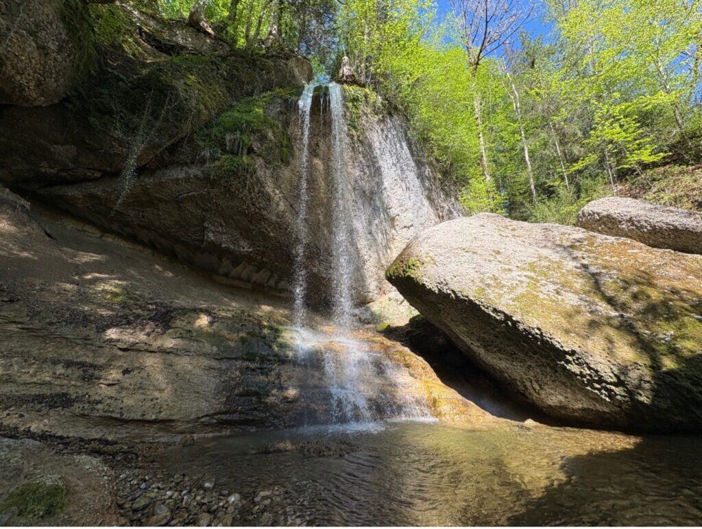 Waterfall near Zurich at the Äulischlucht Gorge in Toggenburg.
