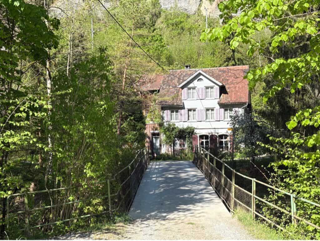Small bridge crossing the River Thur in the Toggenburg region of eastern Switzerland