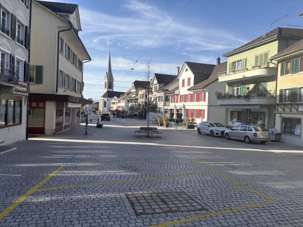 View of the town center of Pfäffikon ZH, a community of around 12,000 residents and the gateway to the Zurich Highlands.