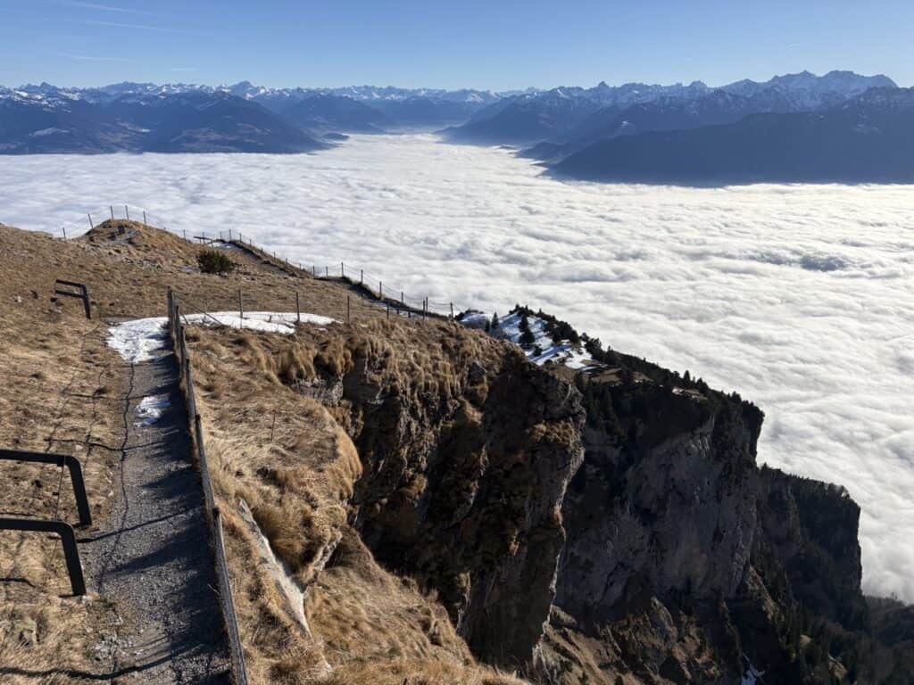 Trail to the Alpine garden on Hoher Kasten, home to hundreds of alpine plant species in summer.