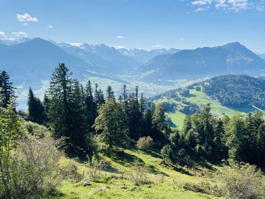 Panoramic view of the surrounding Swiss mountains from Hammetschwand Top on Bürgenstock.