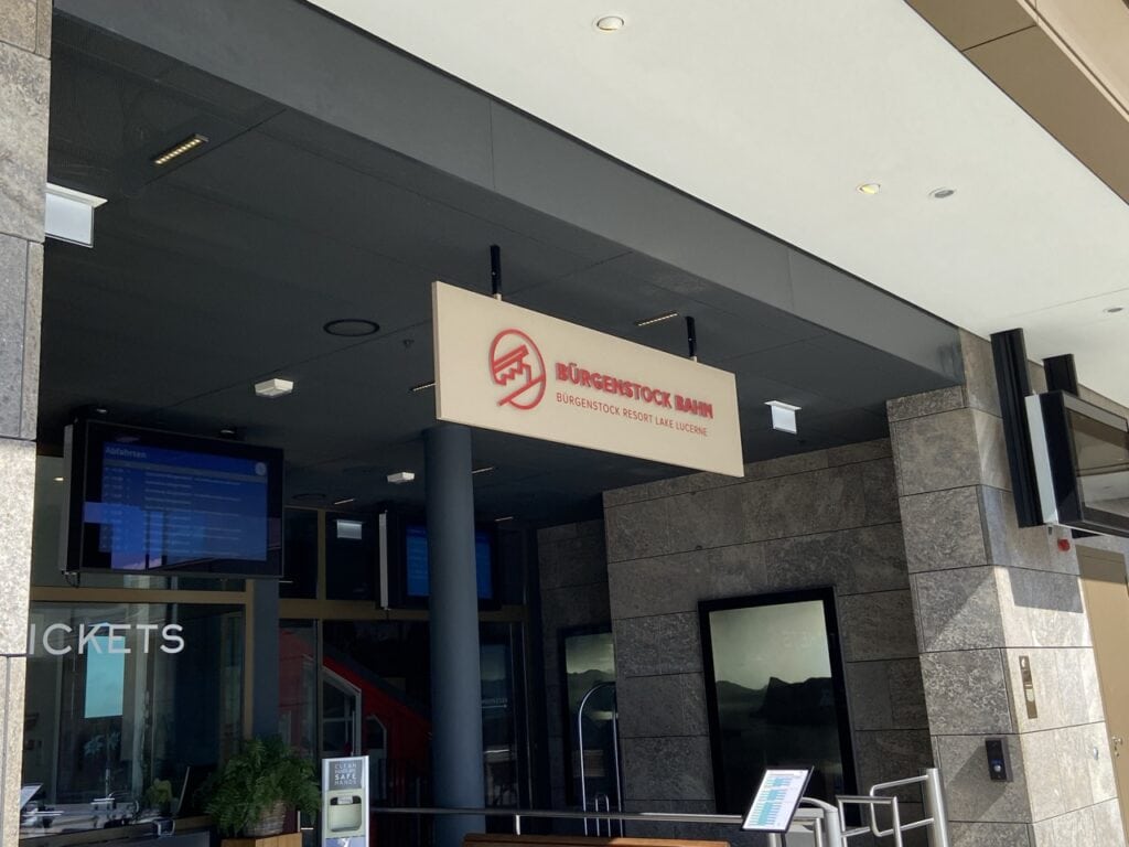 The Top station of the Bürgenstock funicular (Bürgenstockbahn). 