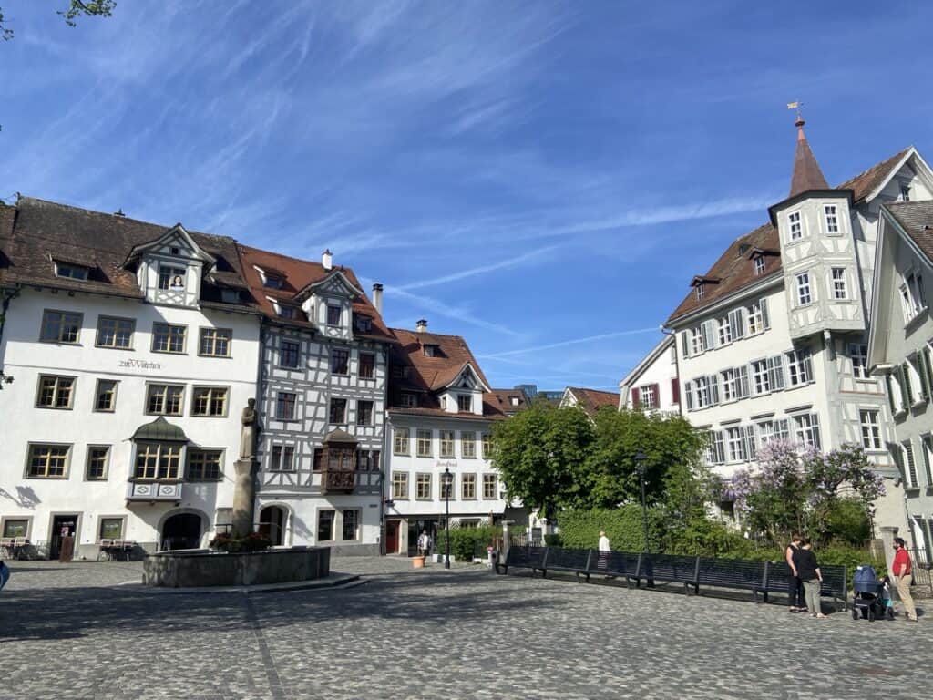 Square in the historic Old Town of St. Gallen Switzerland