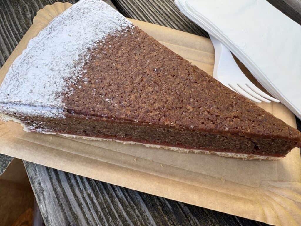 Traditional Zimtfladen cinnamon tart from St. Gallen served on a plate