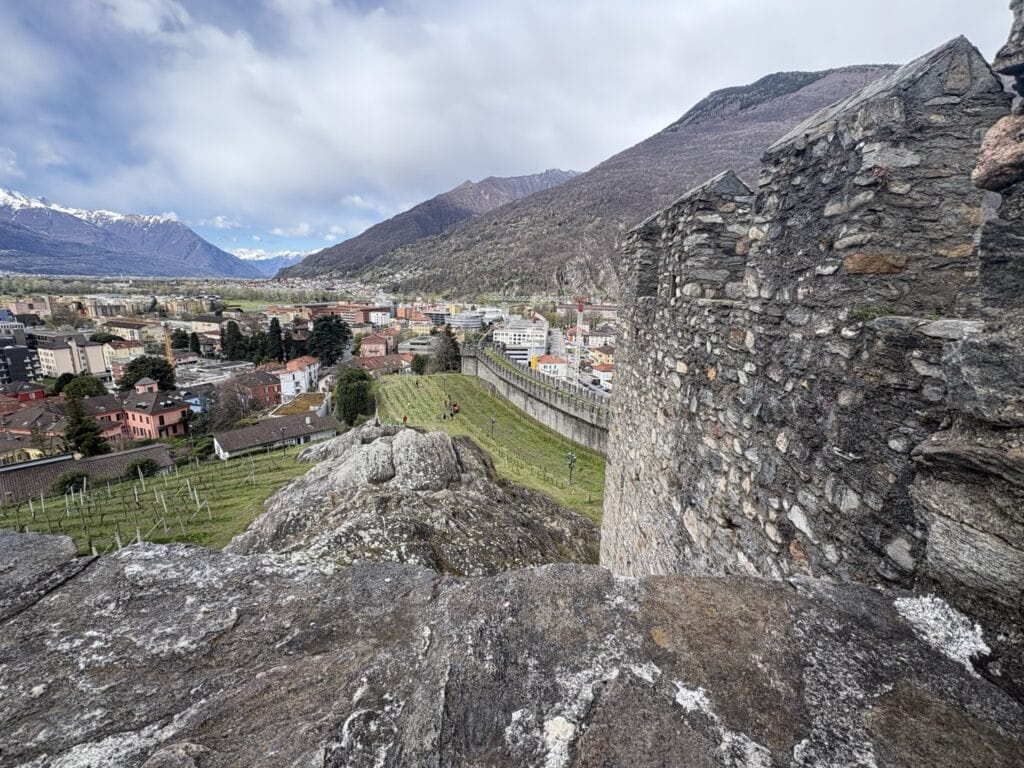 View from Castel Grande on a cloudy spring day in March