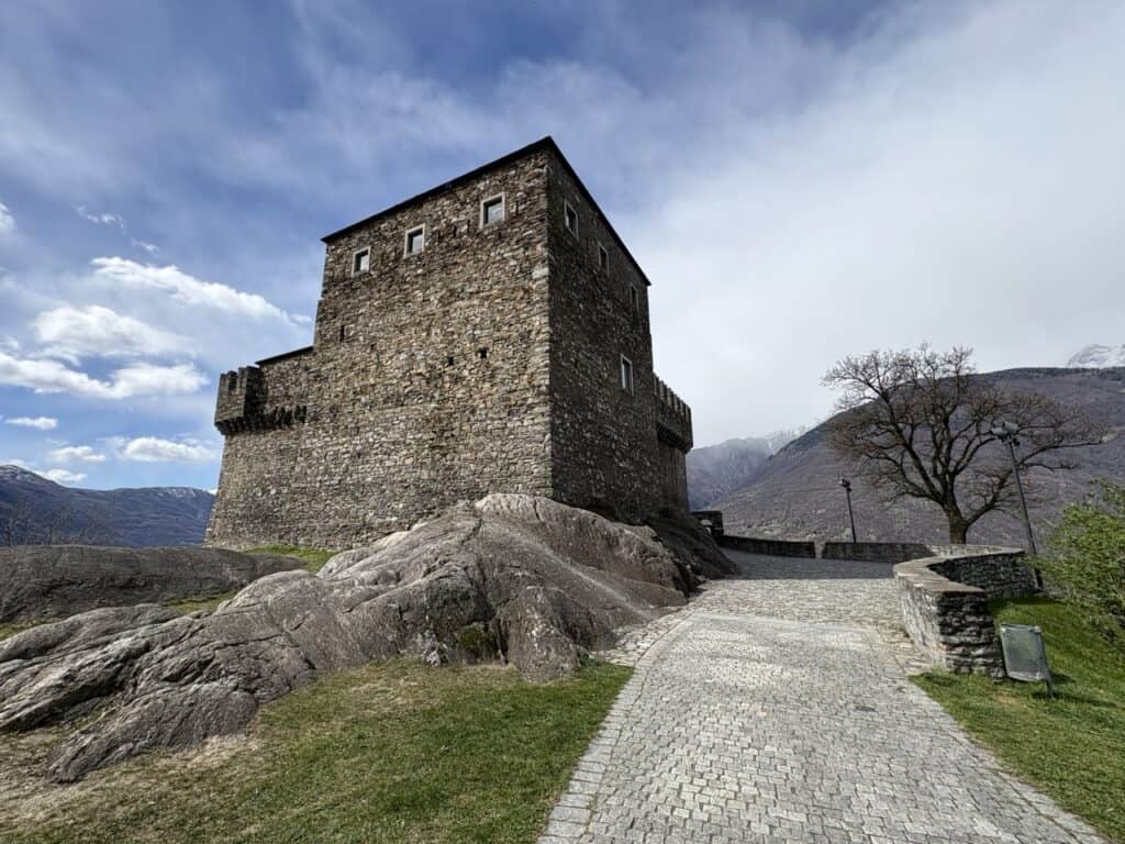 Historic Sasso Corbaro fortress in Bellinzona Switzerland