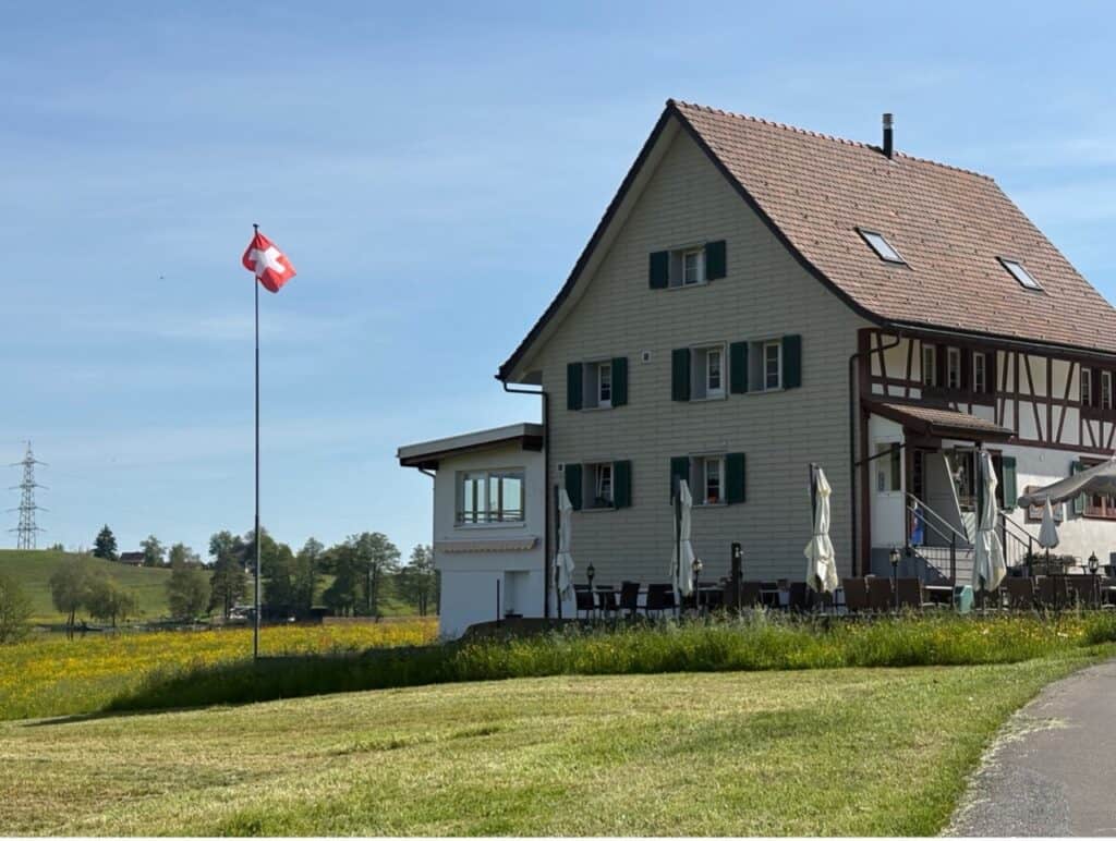 Restaurant Besenbeiz Knobel at Hüttnersee lake near Zurich.