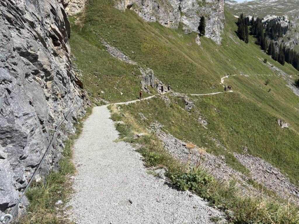 Hiking trail leading from Tannalp to Engstlenalp along the Four Lakes Hike Switzerland.
